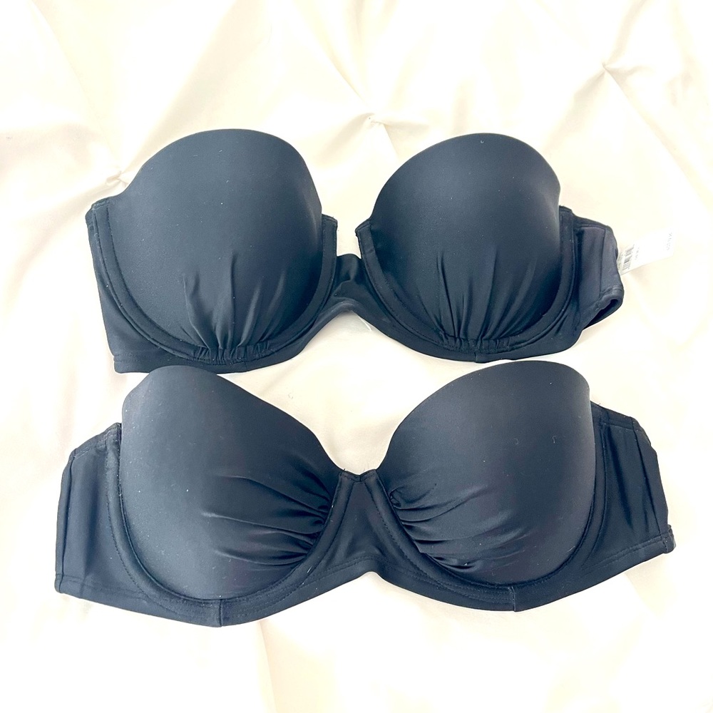 Set of two Aerie strapless bikini tops.